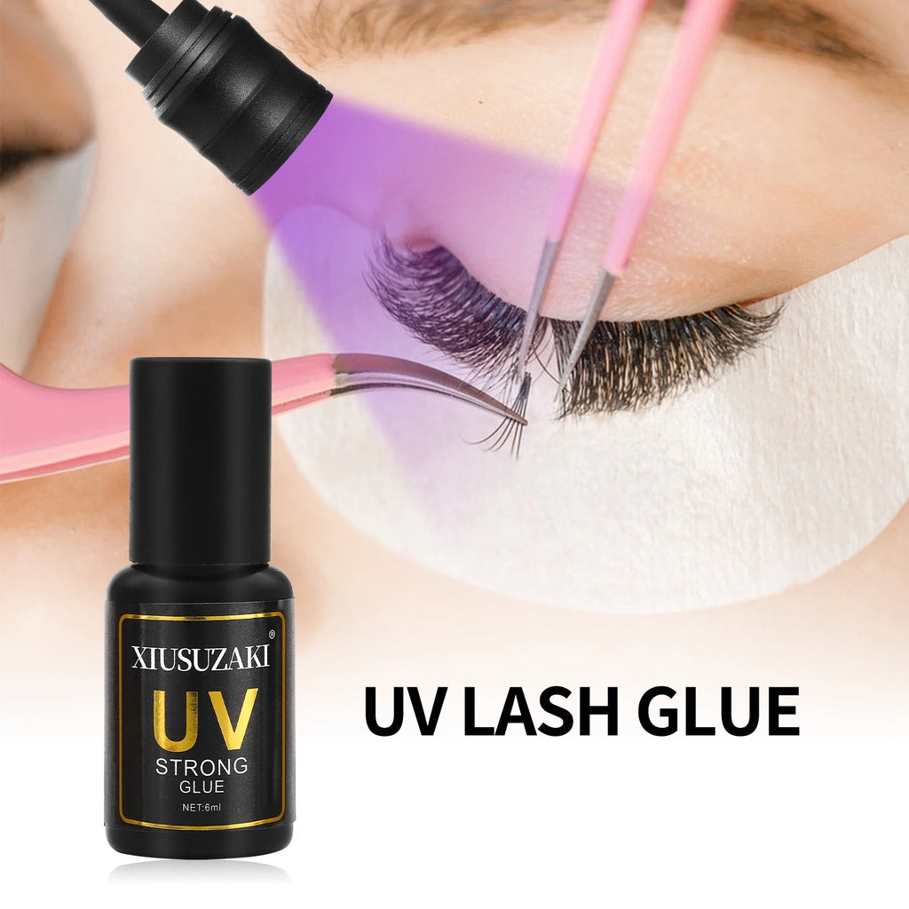 XIUSUZAKI Lash Extension Adhesive – Black, Clear & UV Options, 6 mL