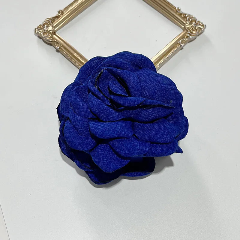 French Fabric Rose Hair Claw Clips – Floral Barrette for Women & Girls, All Seasons