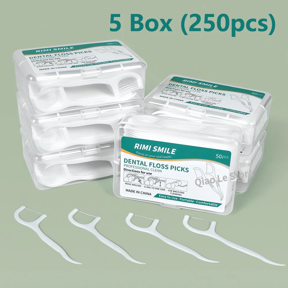RUZOFO Disposable Dental Floss Picks with Storage Boxes