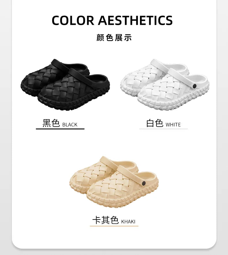 Men EVA Clogs Summer Woven Design Lightweight Soft Sole Non Slip Garden Shoes Breathable Slip On Casual Outdoor Beach Sandals