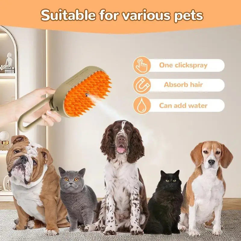 Pet Steam Brush – Cat & Dog Deshedding & Grooming Tool