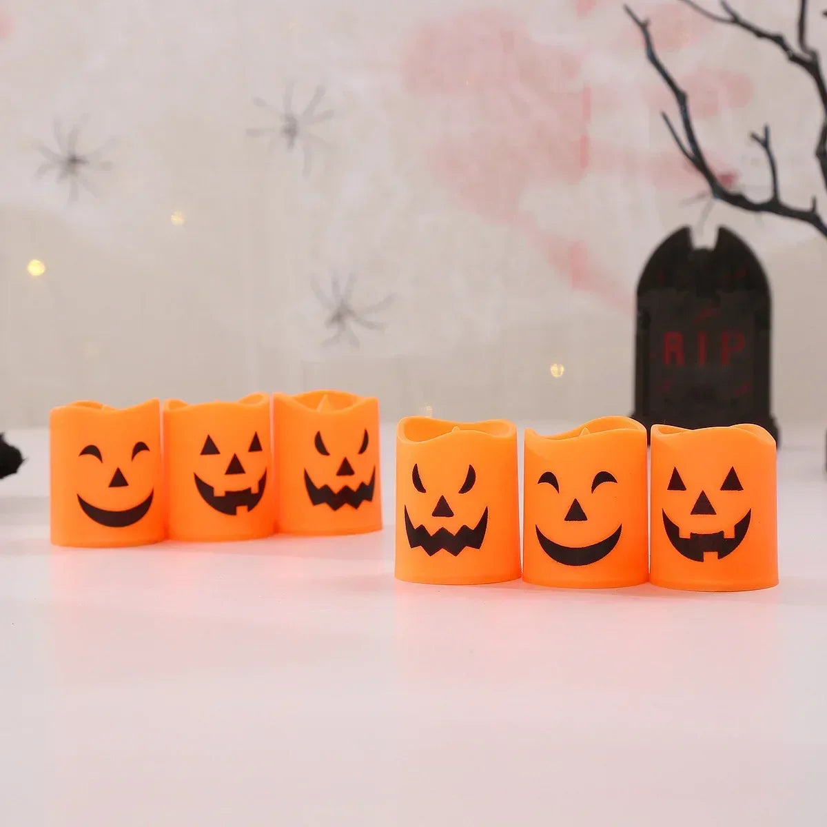 Halloween Jack-o’-Lantern LED Candles – 6-Piece Set