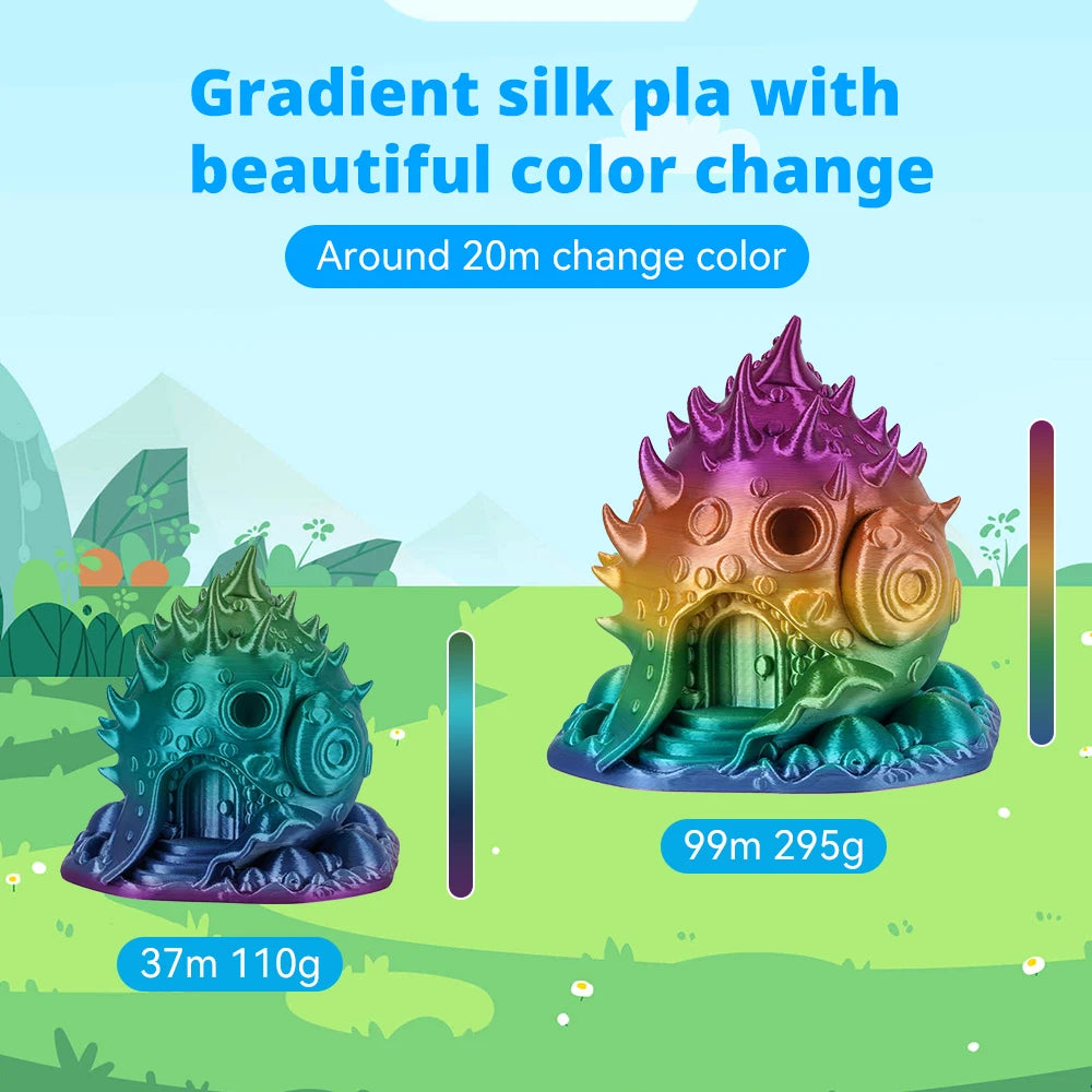 KINGROON Rainbow Silk PLA Filament – 1.75 mm, 2.2 lb (1 kg)