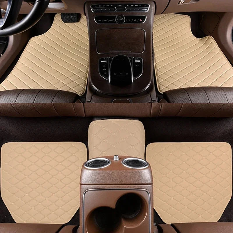 Diamond-Pattern Car Floor Mats – 5-Piece Set