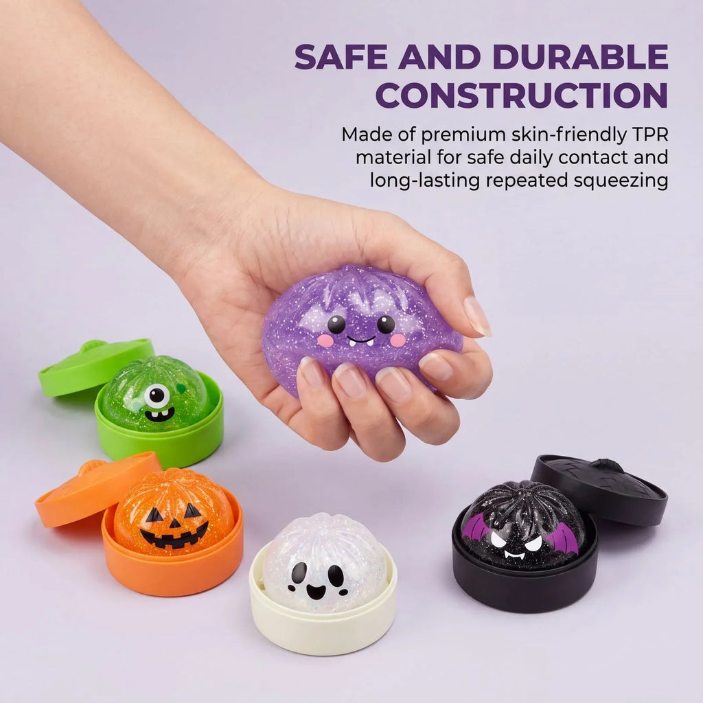 Halloween Bun Squishy Toy - Slow Rebound Stress Relief, 1–5 Pack, 5 Colors