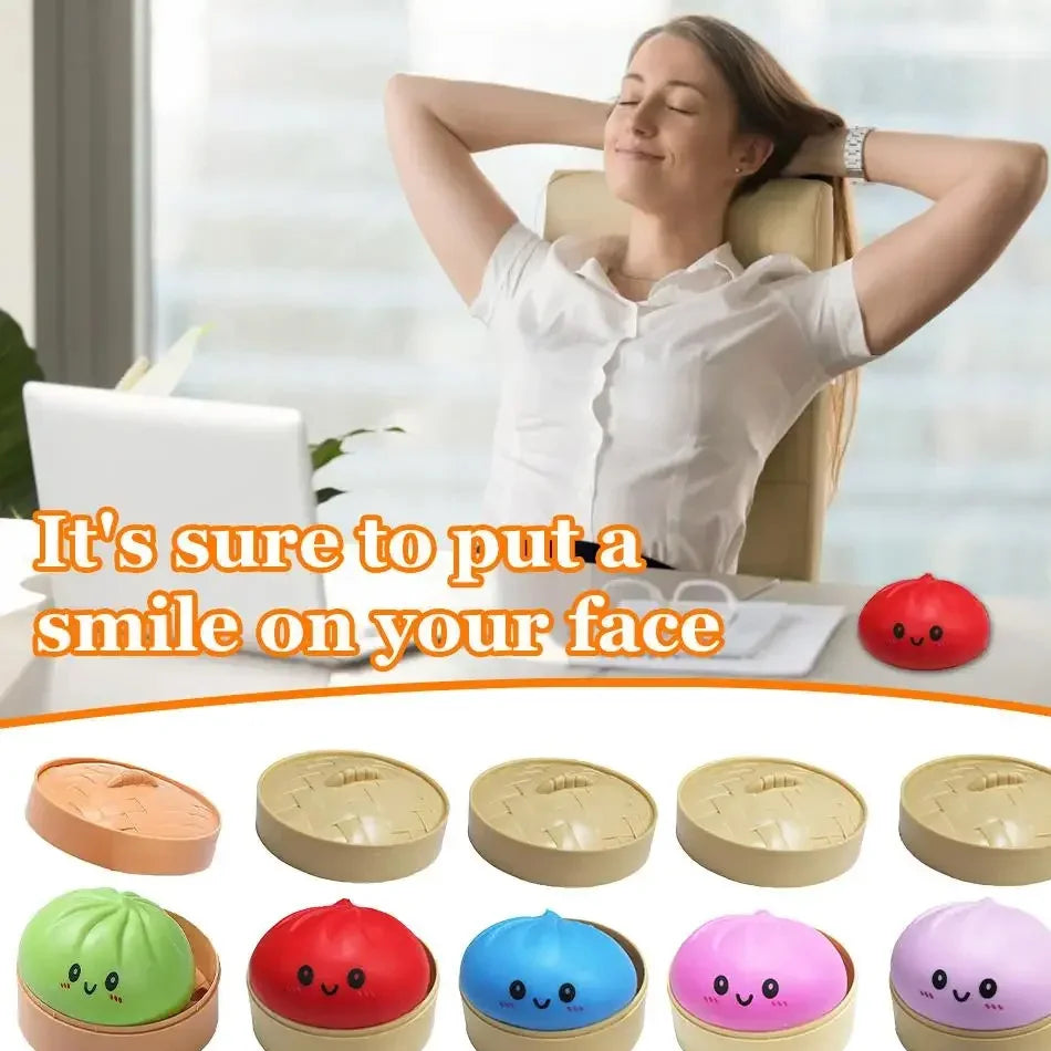 Dumpling Pressure Dumpling Squishies Cute Colorful Bun Toy Slow Rising Stress Relief Fidget Toy for Kids Adults Anti-Anxiety Toy