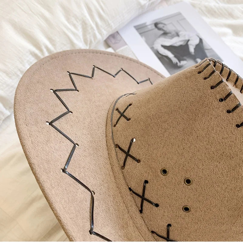 Western Cowboy Hat with Contrast Stitching
