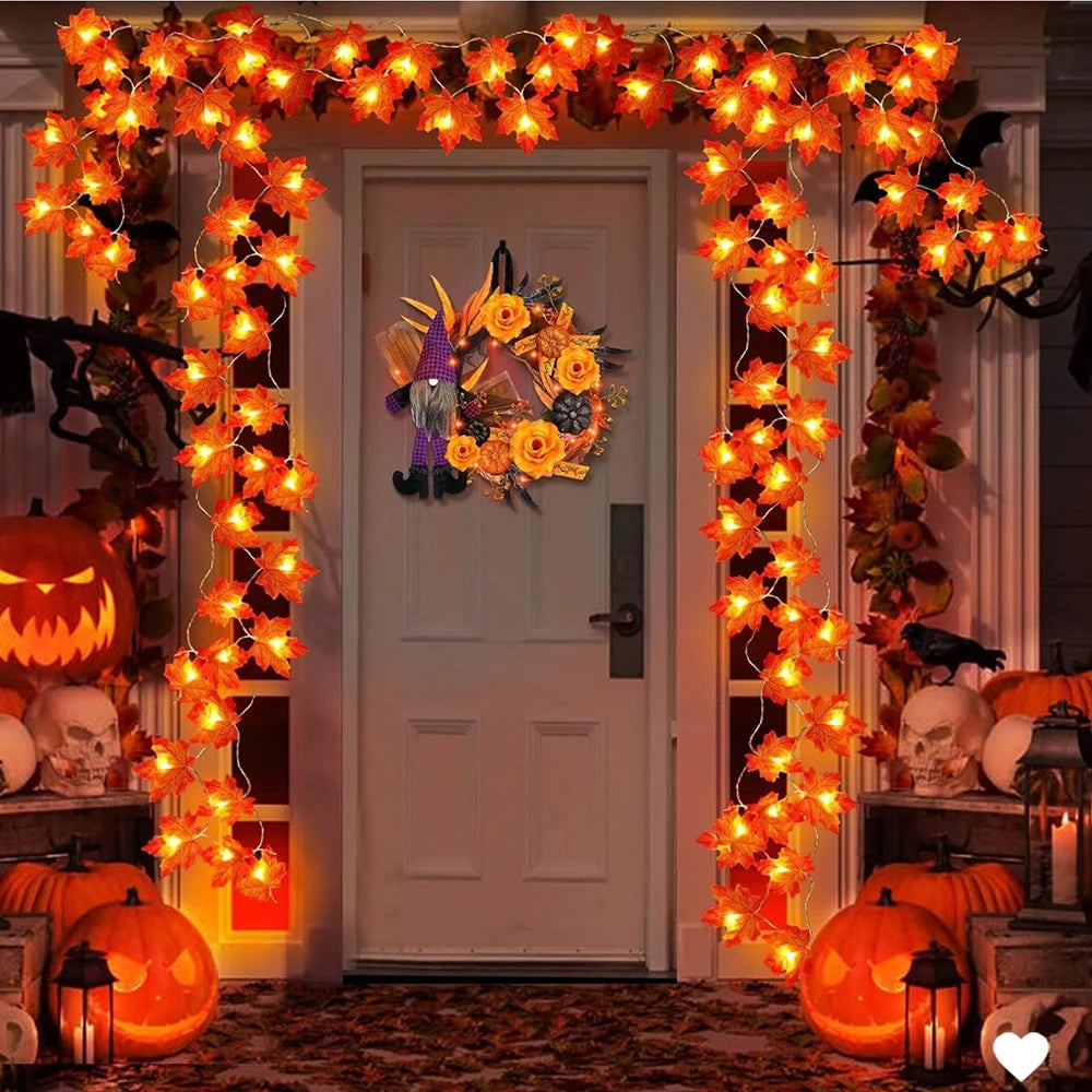 Artificial Maple Leaf LED Garland – USB or Battery Box