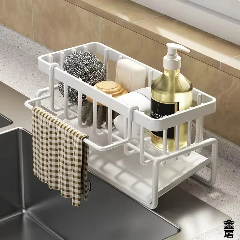 Faucet-Mounted Sink Organizer with Drainage Rack