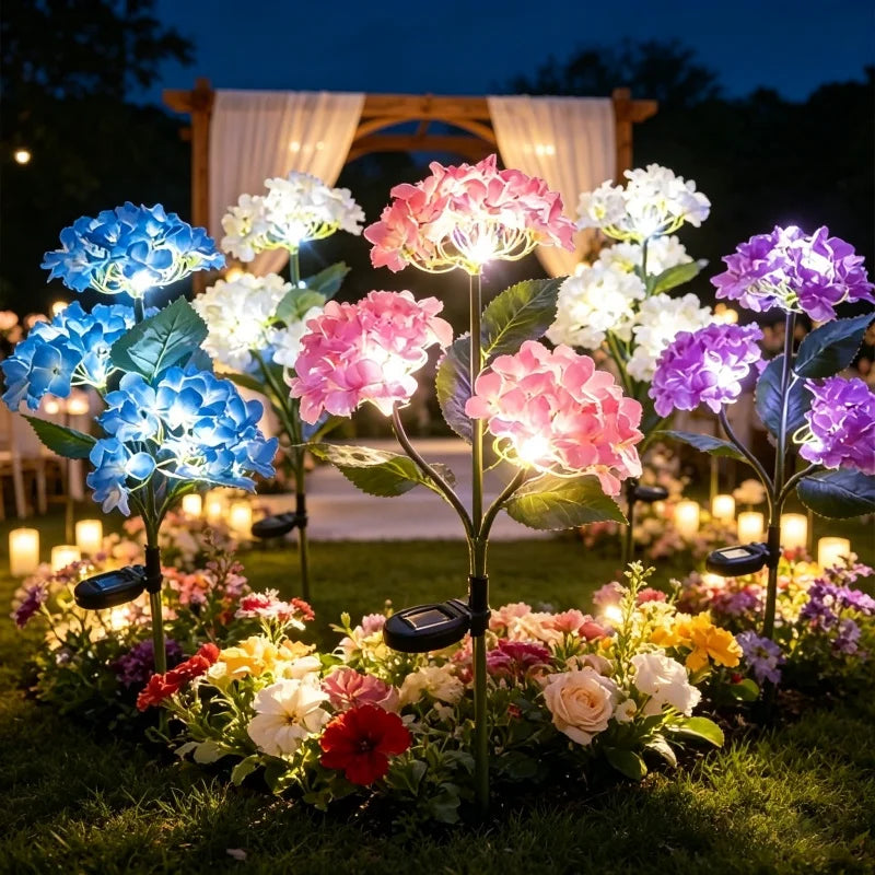Solar Hydrangea Flower Lights – LED Simulation Lawn Lamp for Garden, Courtyard & Outdoor Décor