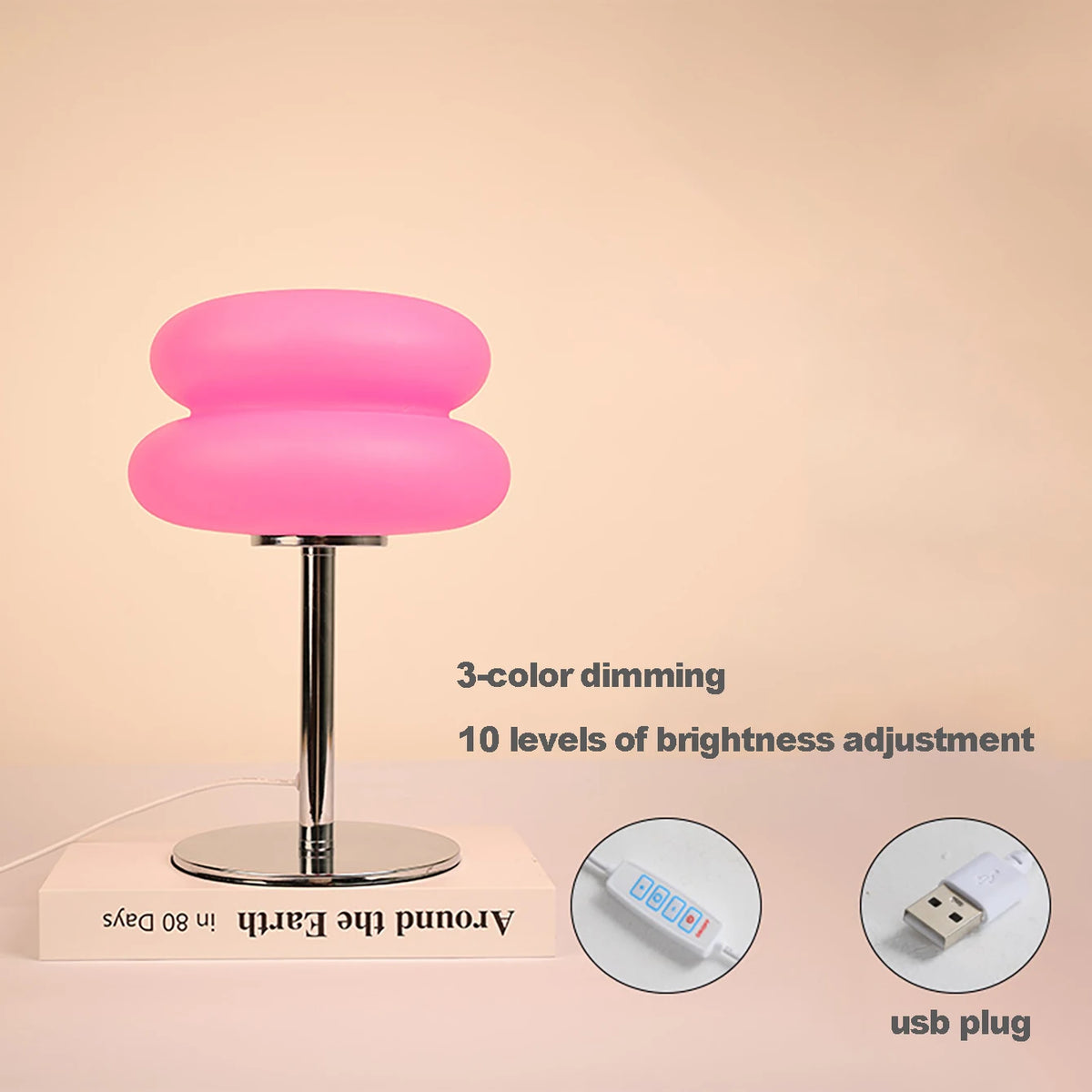 USB-Powered Mushroom LED Table Lamp with Dimming
