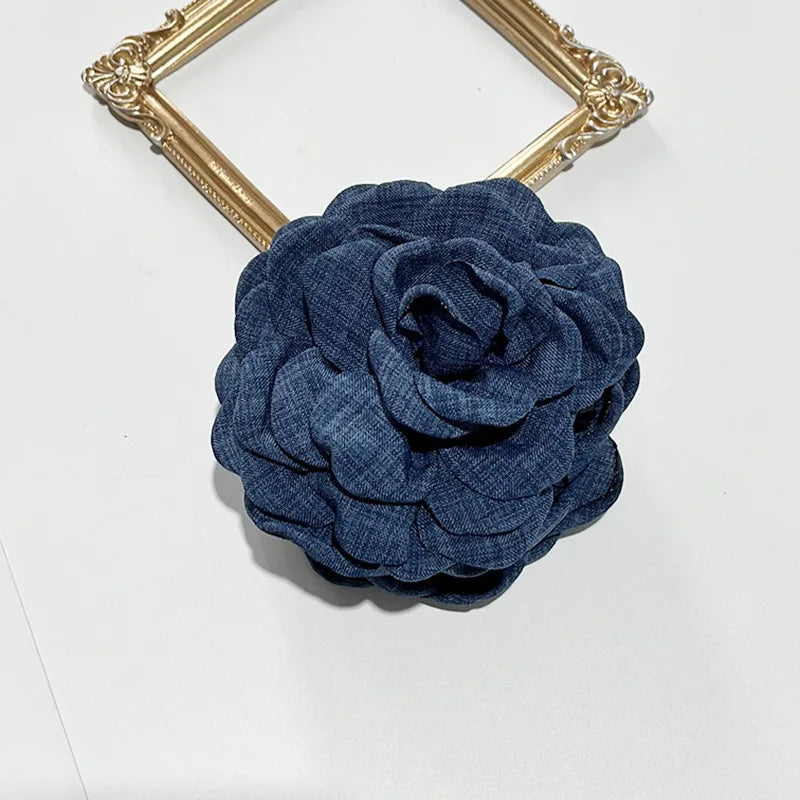 French Fabric Rose Hair Claw Clips – Floral Barrette for Women & Girls, All Seasons