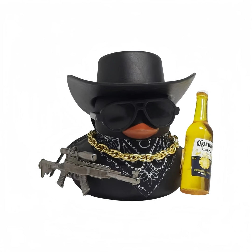 1 Stk. coole Cowboy-Ente Auto Armaturenbrett Deko, lustiges Enten-Ornament mit Hut & Accessoires, einzigartiges Auto-Innendekorationsgeschenk