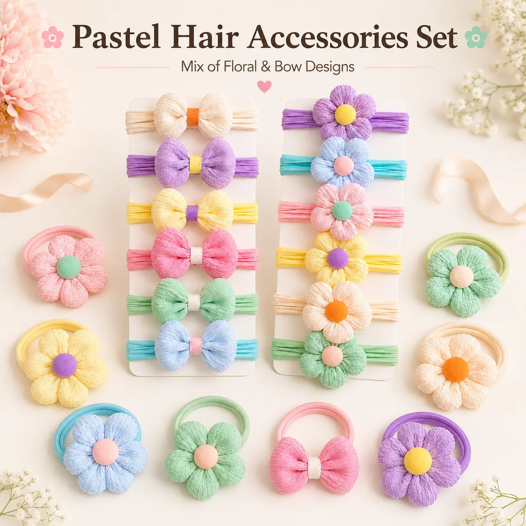 12PCS New Cut Hair Ties Princess Sweet Flower Bow Girls Women Elastic Hair Bands Hair Accessories Headwear Scrunchies 2030