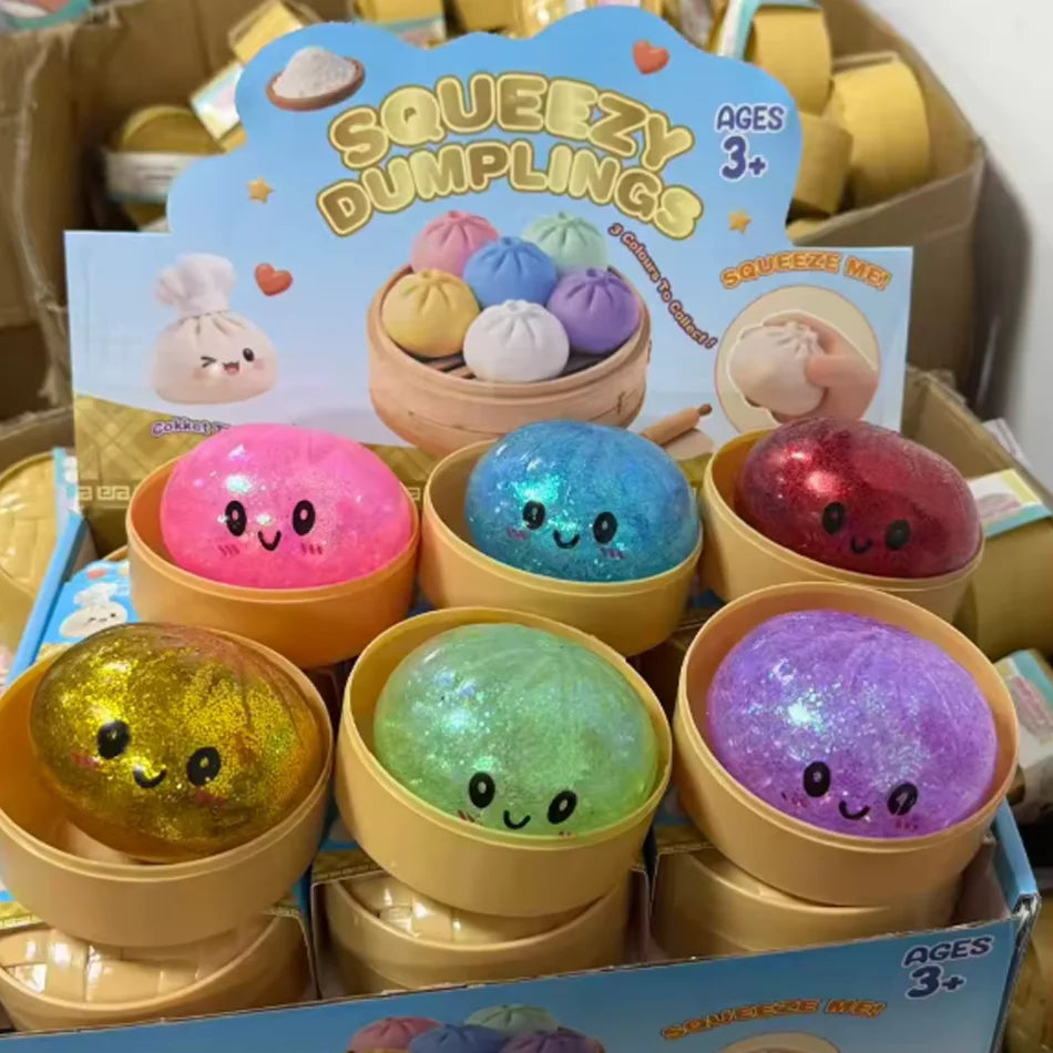 Dumpling Pressure Dumpling Squishies Cute Colorful Bun Toy Slow Rising Stress Relief Fidget Toy for Kids Adults Anti-Anxiety Gif