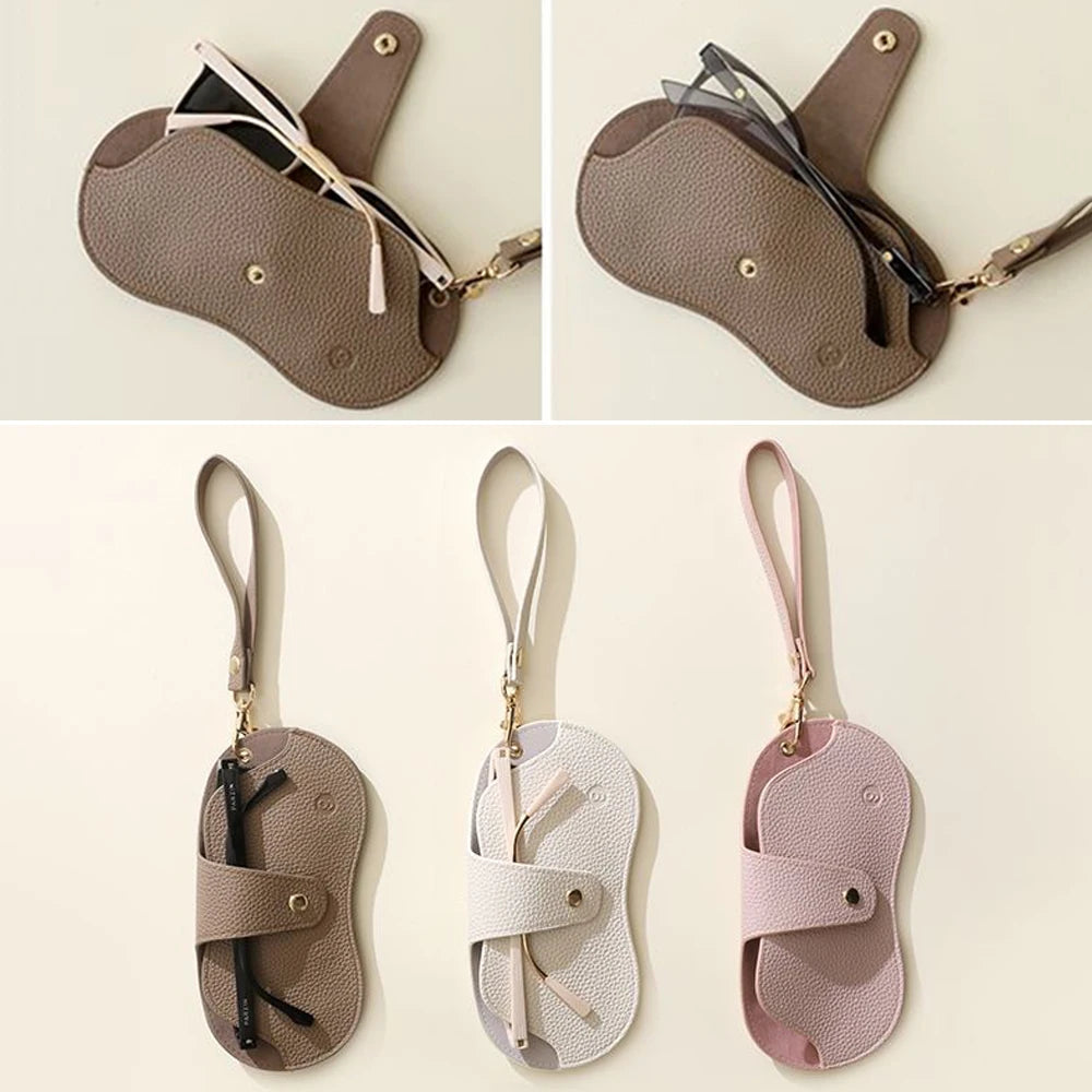 Textured Faux Leather Glasses Pouch with Carry Handle