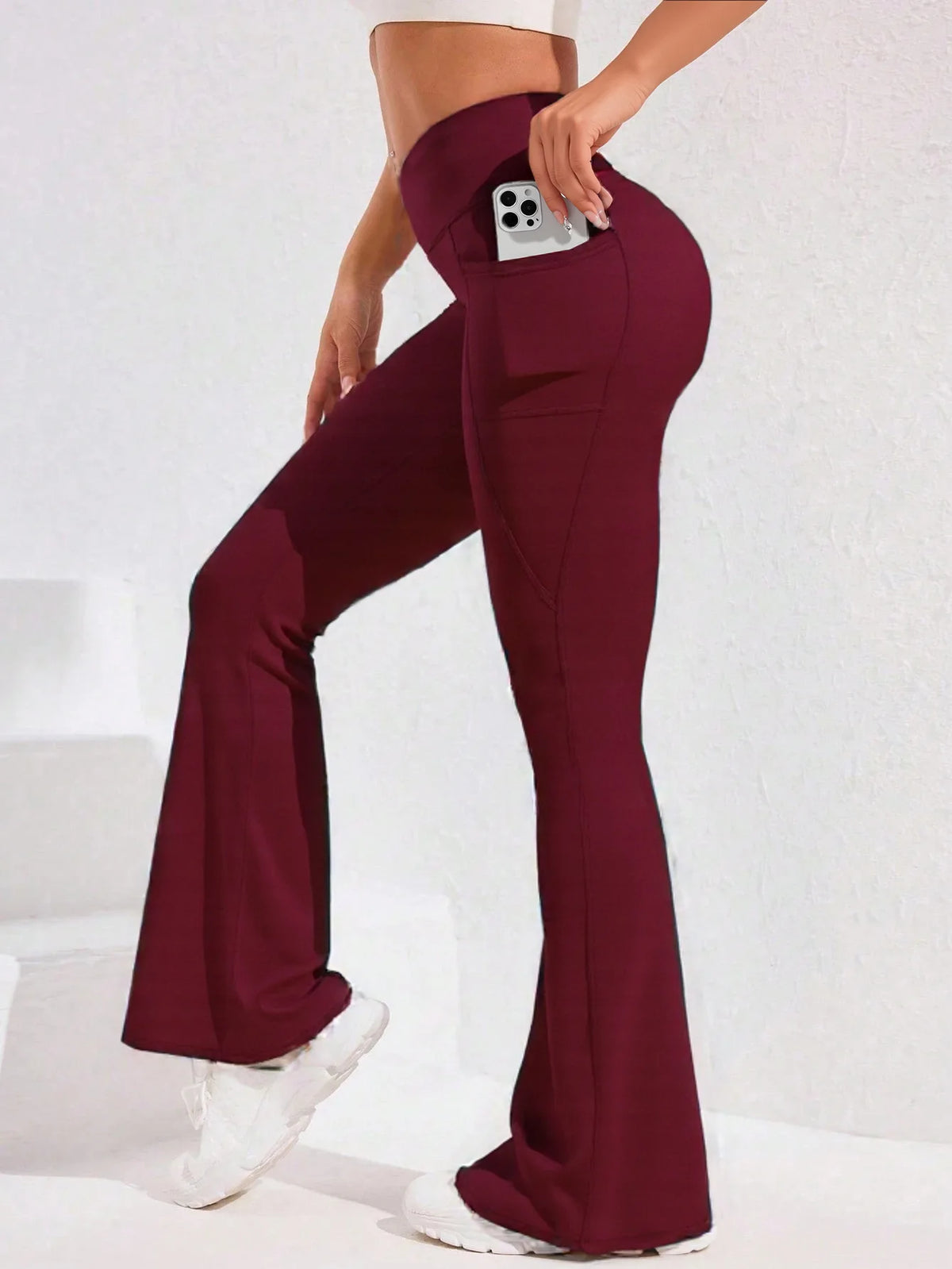 Women’s High-Waisted Flare Yoga Pants with Side Pockets