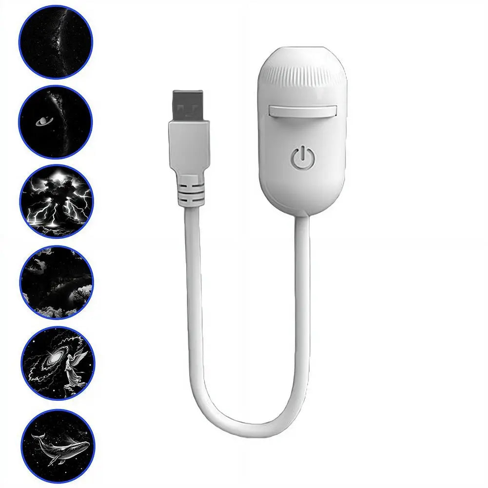 USB galaxy Projector Night Light 2-in-1 Mini Galaxy 360° Rotate LED Starry Sky Ambient Lamp For Party Home Saturn Decoration