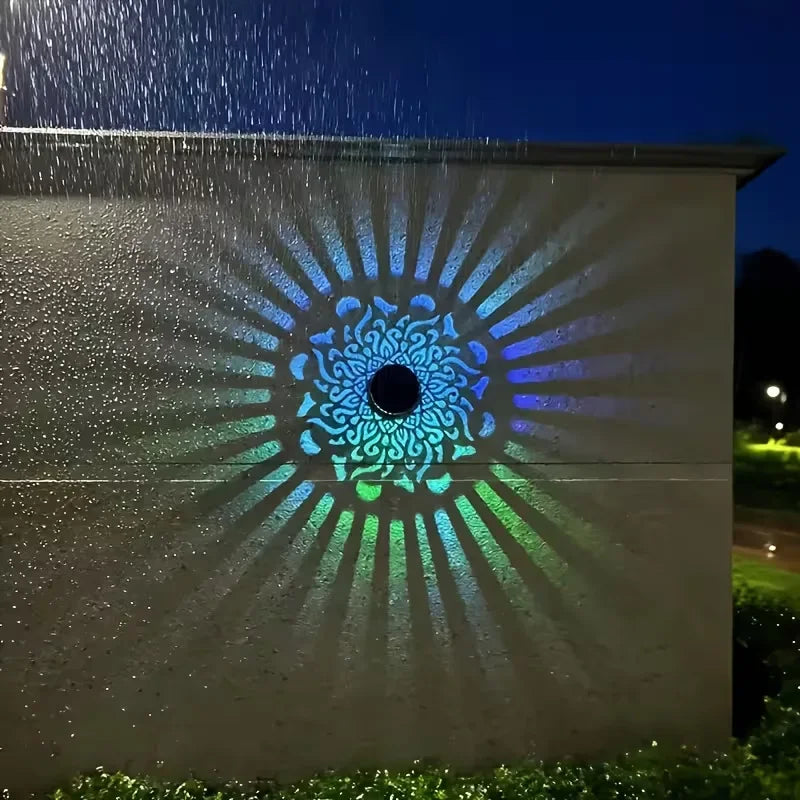 Solar Mandala Sonnenblumen Projektor Wandleuchte Außen Garten Dekoration Landschaftslicht für Terrasse Garten Anwesen Veranda Hof