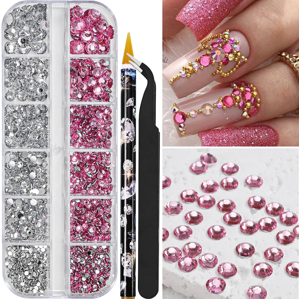 Nail Art Pearl-Look Beads & Rhinestones – Assorted Box Options