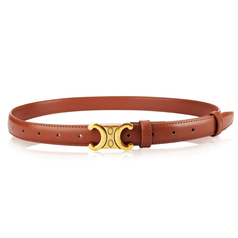 Women’s Belt with Gold-Tone Geometric Buckle