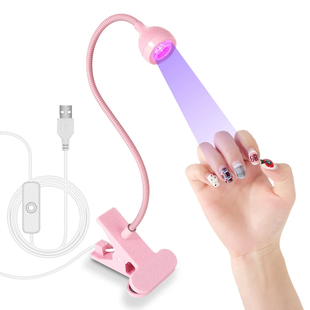 Clip-On Mini USB UV Nail Lamp – 3W LED, Portable Gel Dryer for Manicure & Salon