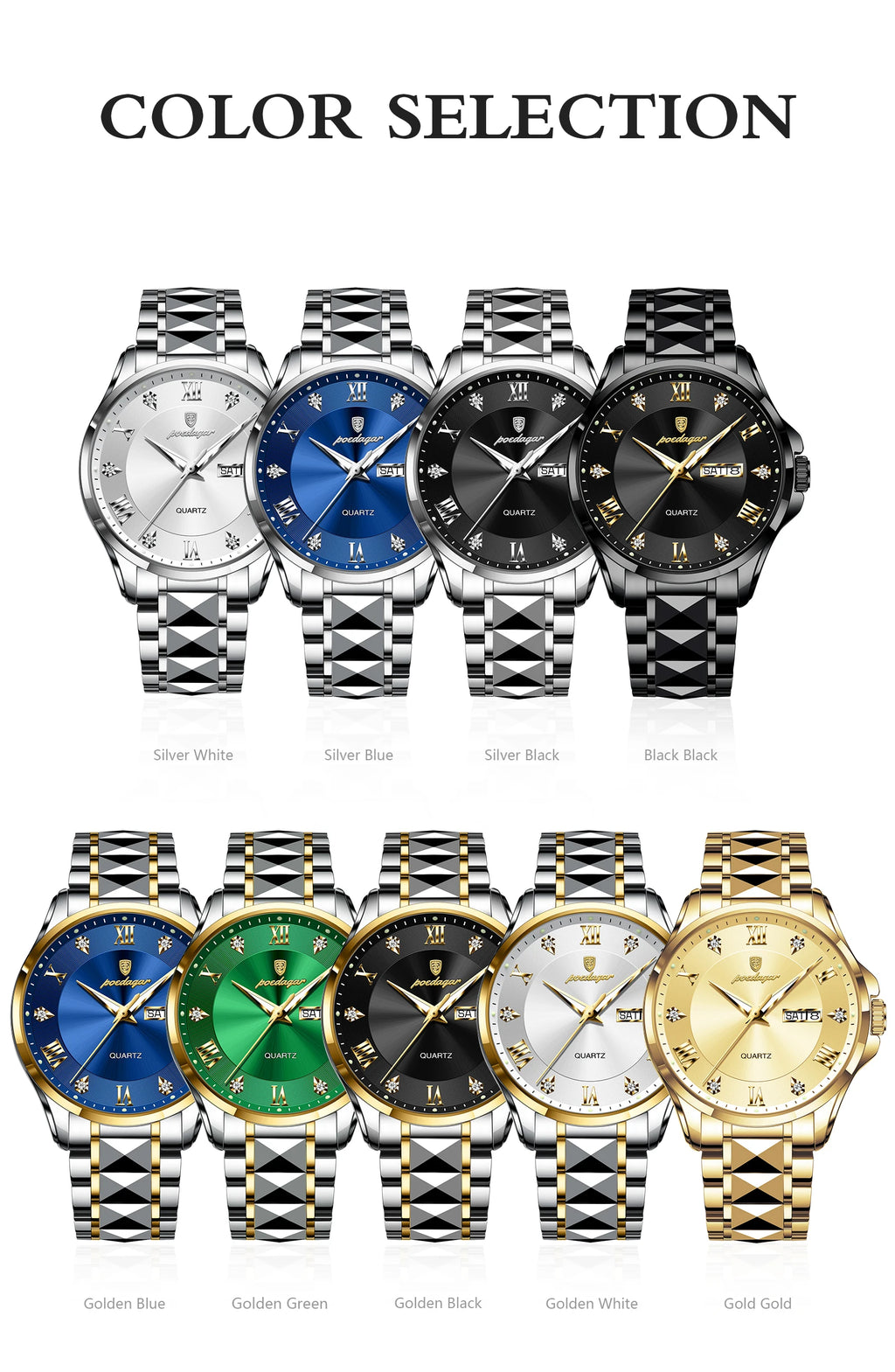 POEDAGAR 883 Men’s Day-Date Quartz Watch