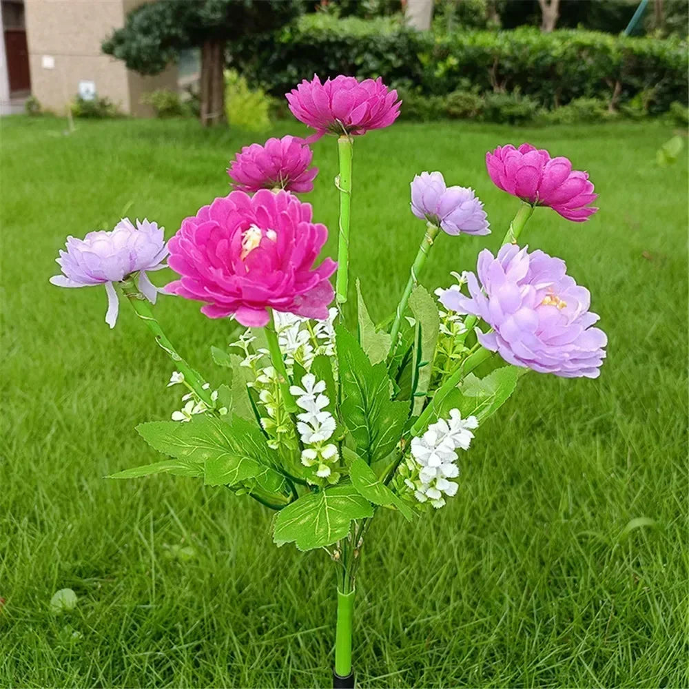 Solcellslampor Snö Lotusblomma Gräslampa Trädgårdslampa Utomhusbelysning för Gård Uteplats Blomsterfest Bröllop Födelsedagsdekoration
