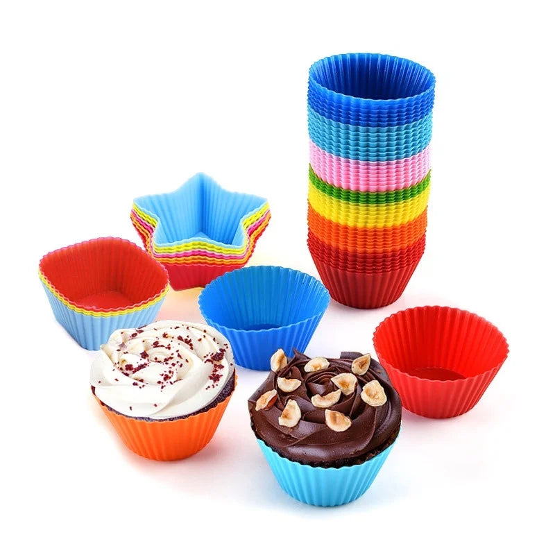 Reusable Silicone Cupcake Liners – 6 or 12 Pieces, Four Shapes