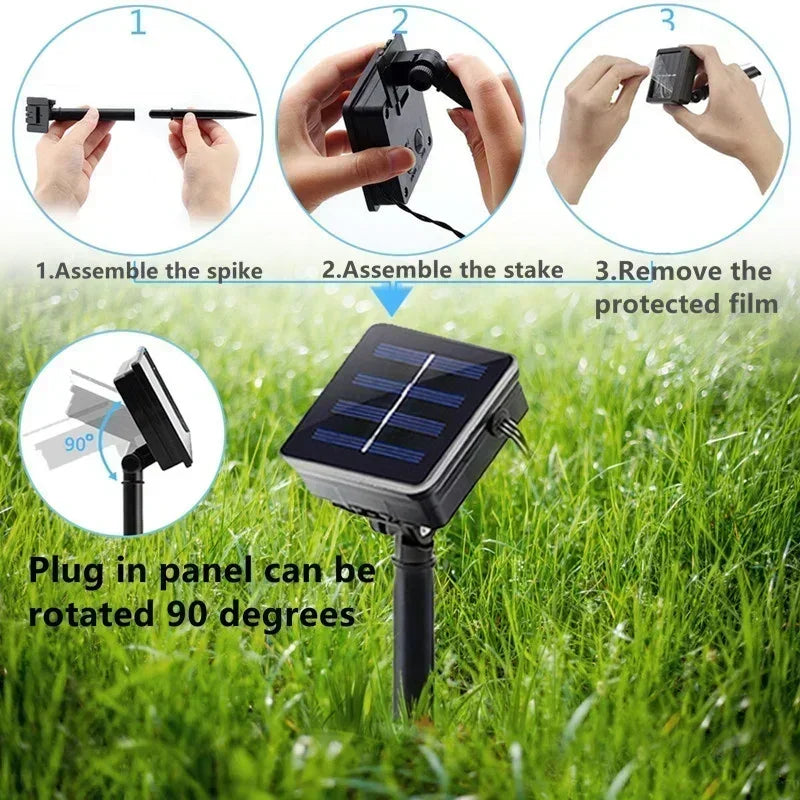 5/7/12M Solar Flower Fairy Light Strings Outdoor Illumination for Yard, Wedding Party and Household Festival Decoration