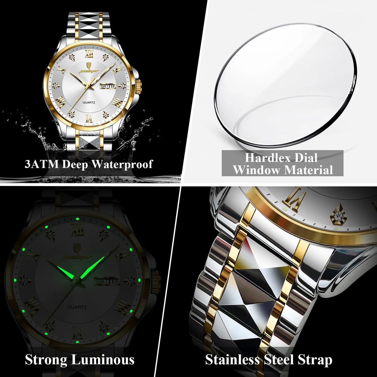 POEDAGAR 883 Men’s Day-Date Quartz Watch
