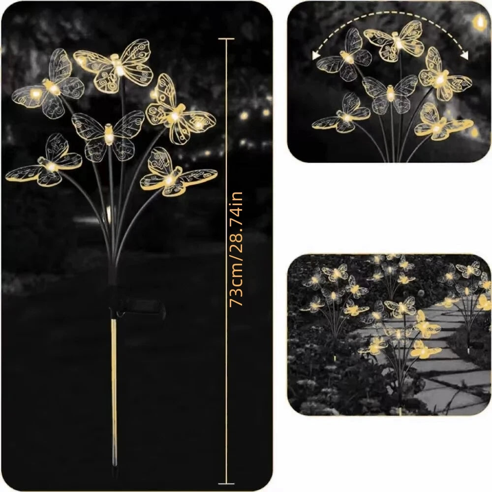 SolarLED ClearButterfly Flower Lights Waterproof Outdoor Garden Lawn Decor For Yard Camping Weddings Parties Festival Atmosphere