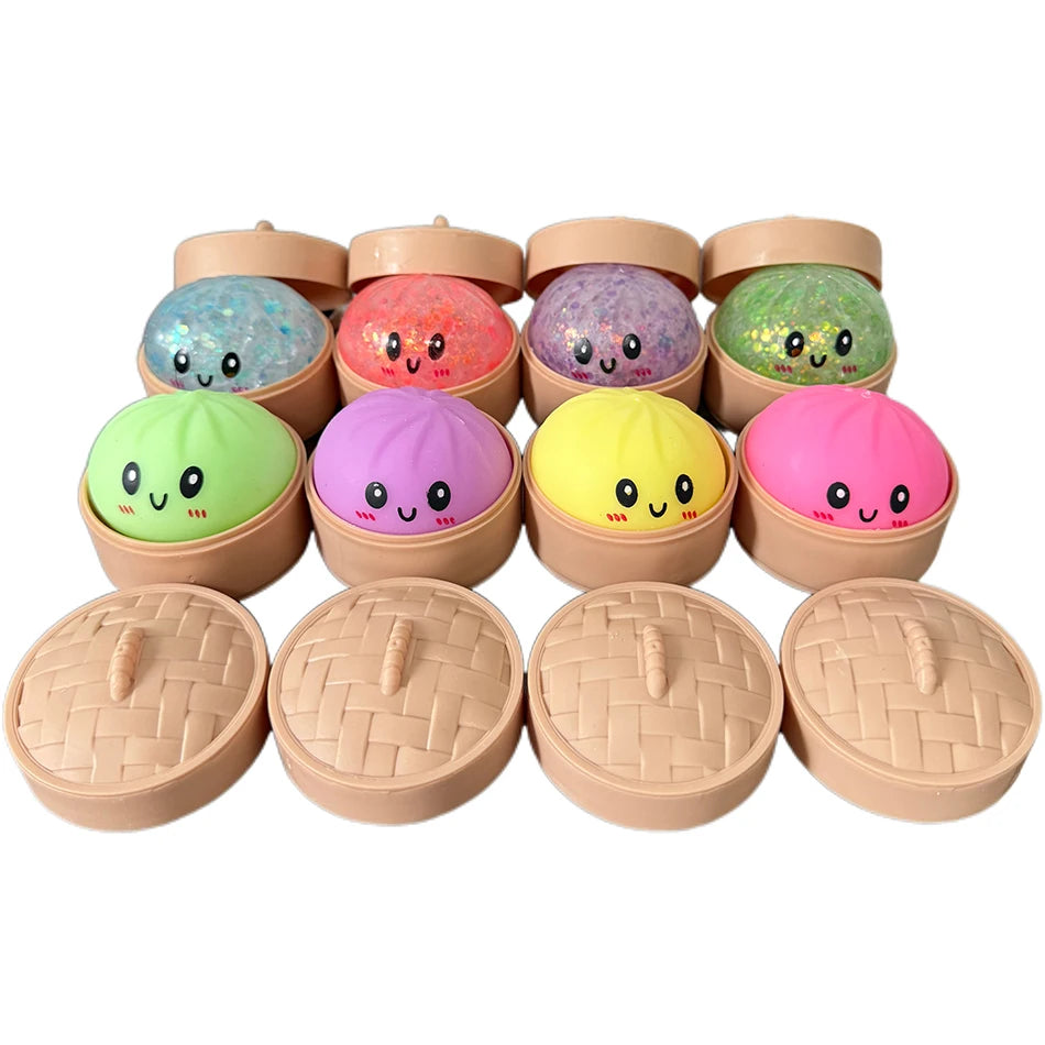 Dumpling Pressure Dumpling Squishies Cute Colorful Bun Toy Slow Rising Stress Relief Fidget Toy for Kids Adults Anti-Anxiety Toy