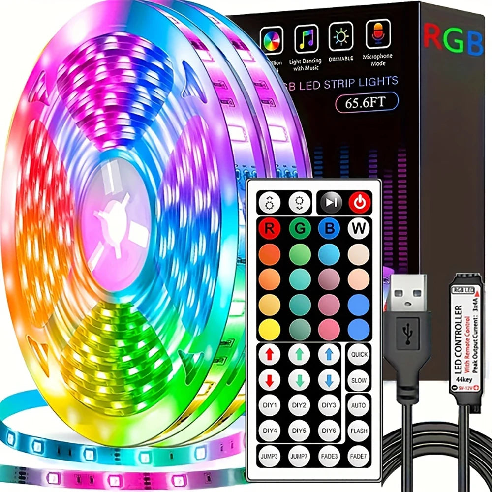 USB-Powered RGB LED Strip Lights with IR Remote