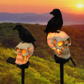 Solar Skull & Crow Garden Stake Light – Halloween Decoration
