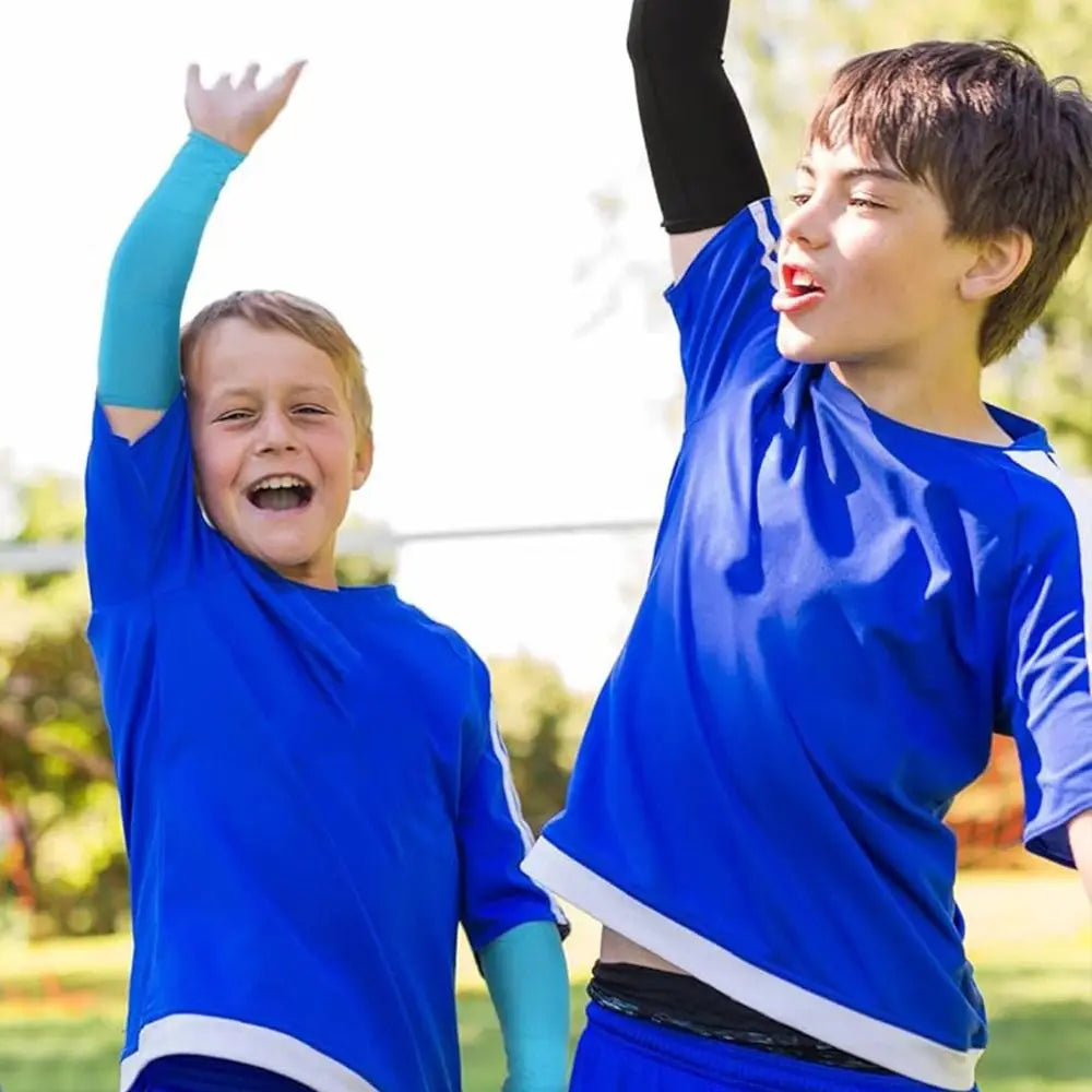 1 Pair Kids Sports Cooling Arm Sleeves Cover Sun UV Protection For 5-12 Years Girls Boys Elastic Ice Cuff Cycling Arm Warmer