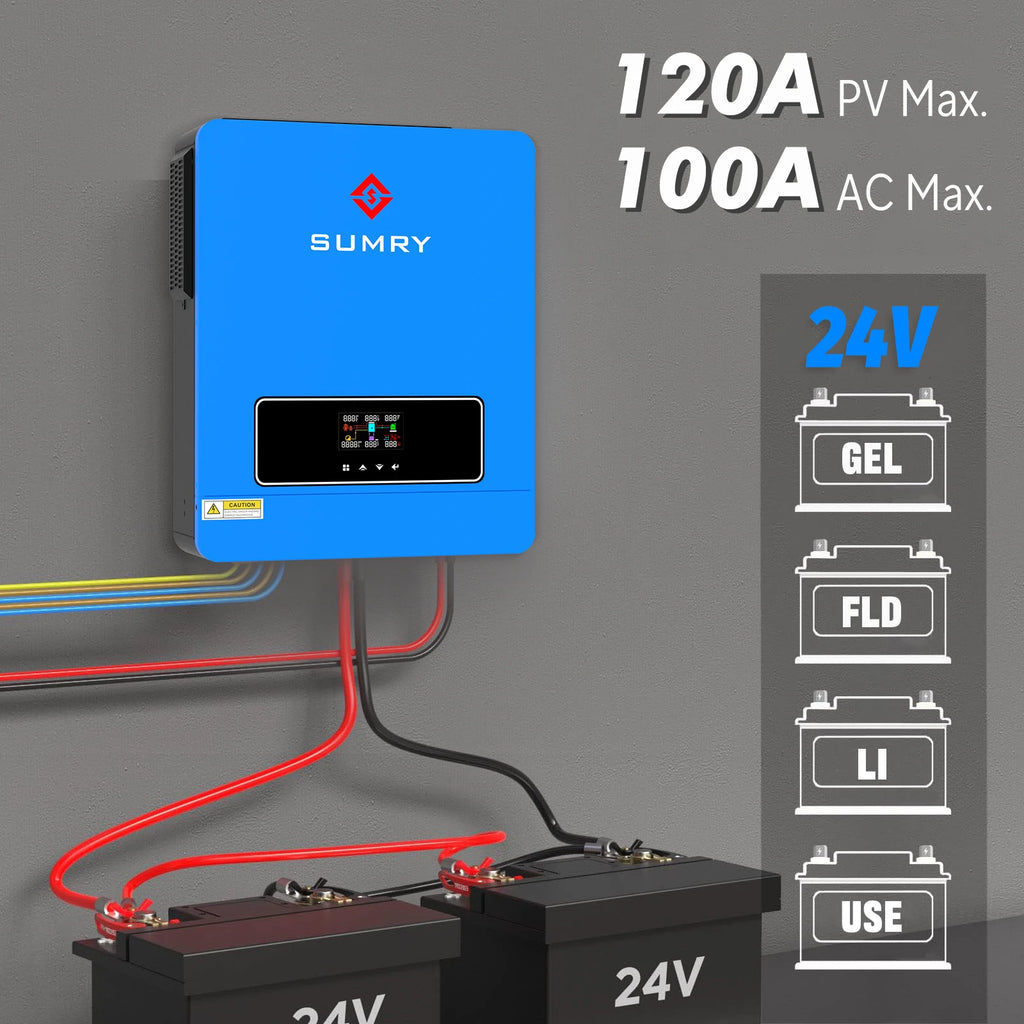 SUMRY 3.6kW Hybrid Solar Inverter, 24V, Dual Output