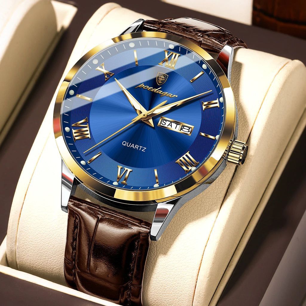 POEDAGAR 978-D Men’s Day-Date Dress Watch