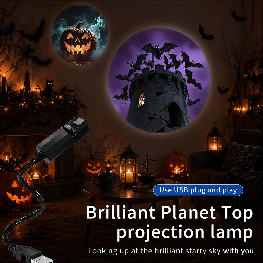 USB LED Holiday Projector Light – Halloween & Christmas Styles