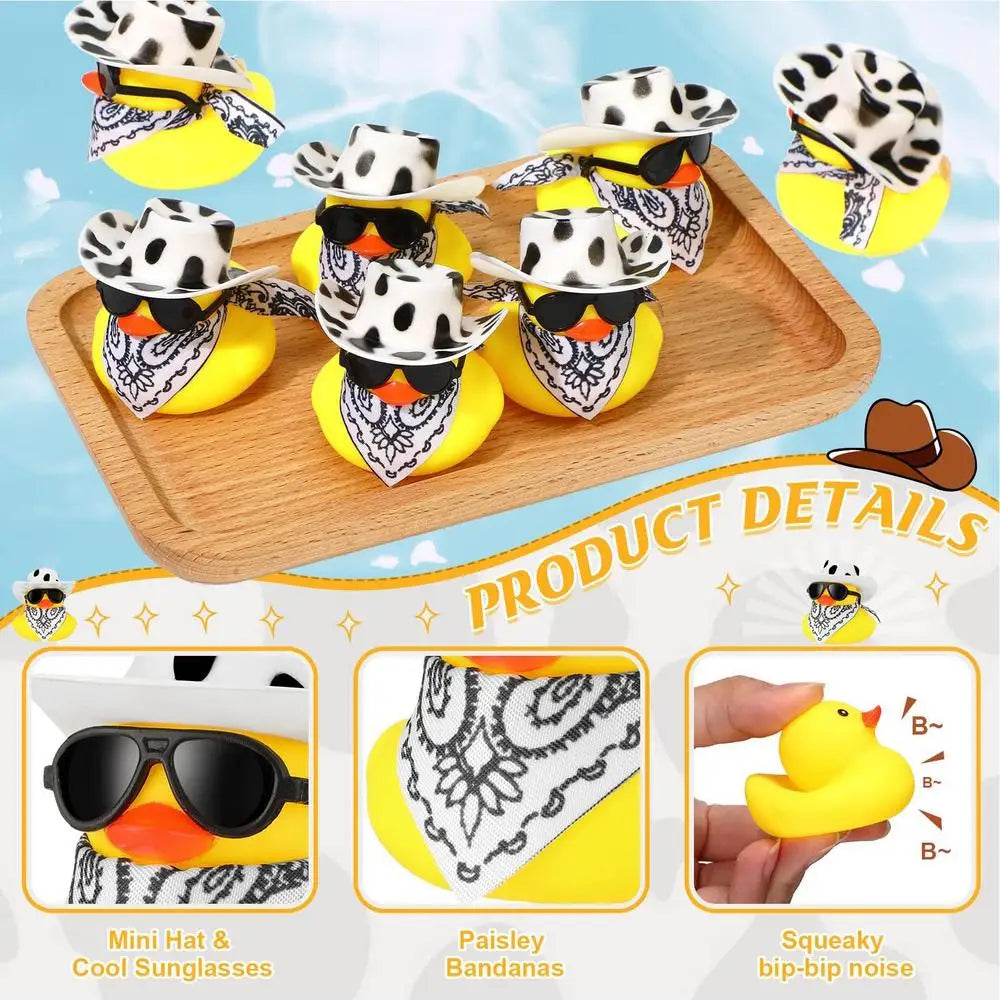 Car Rubber Duck Cowboy Rubber Duck Cool Dashboard Ornament Sunglass Car Duck for Dashboard Toy Car decoration Accessories