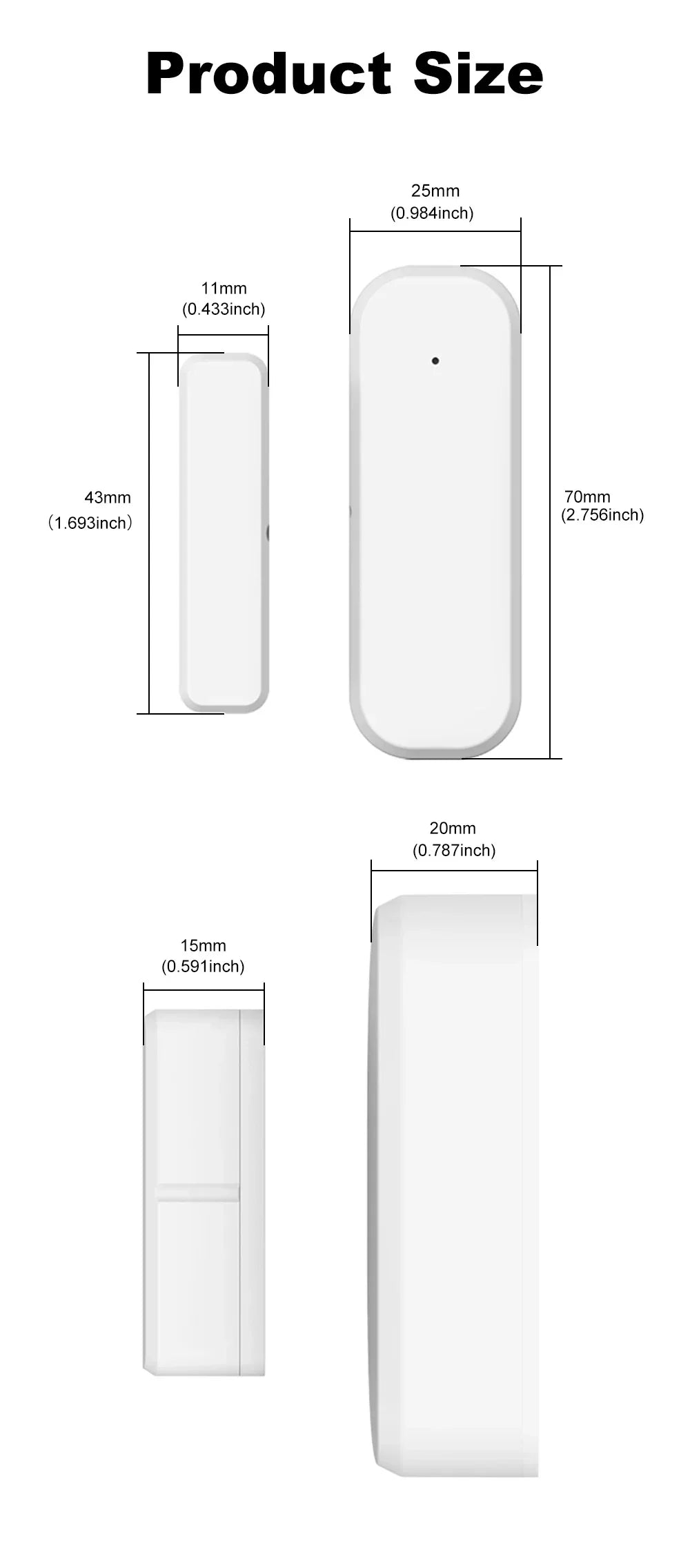 Door Sensor Window Contact Sensor Open Closed Detector Smart Home Alarm Security Protection Work With Tuya and Smart Life