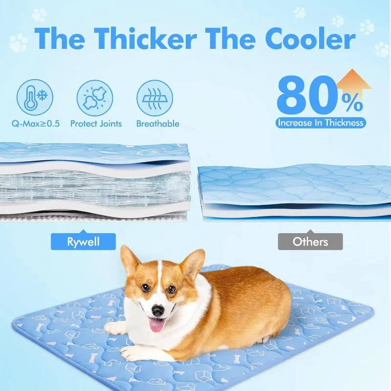 Large Pet Cooling Mat for Summer Heat Relief Reusable Breathable Gel Freeze Panel for Dogs Cats Indoor Outdoor Crate Bed