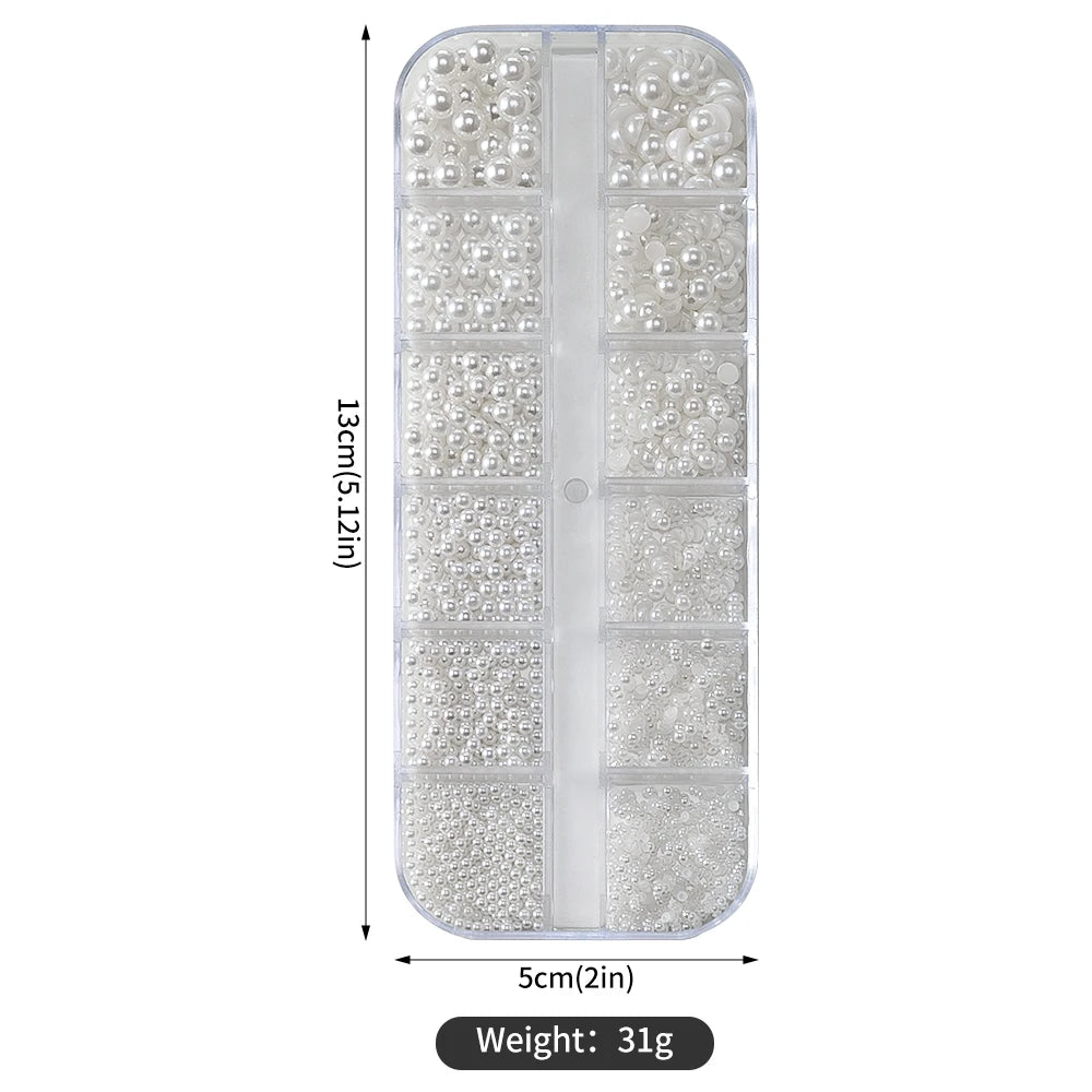 Nail Art Pearl-Look Beads & Rhinestones – Assorted Box Options