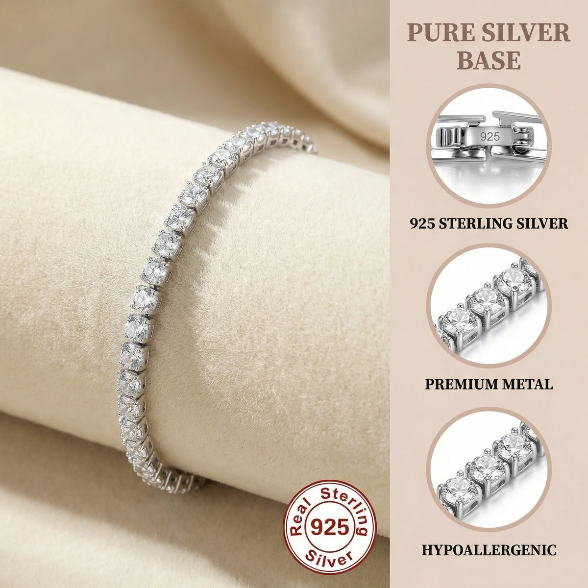 LiHong Silver-Tone Tennis Bracelet