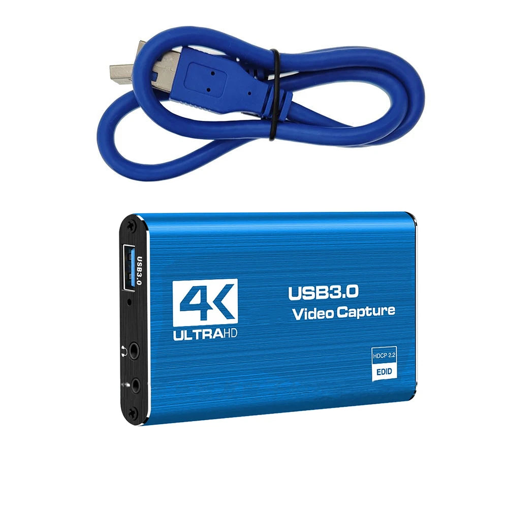 USB 3.0 4K 60HZ 1080P 60Fps HD Audio Video Capture Card Converter for Game Broadcasts Video Recording HDMI-compatible Output