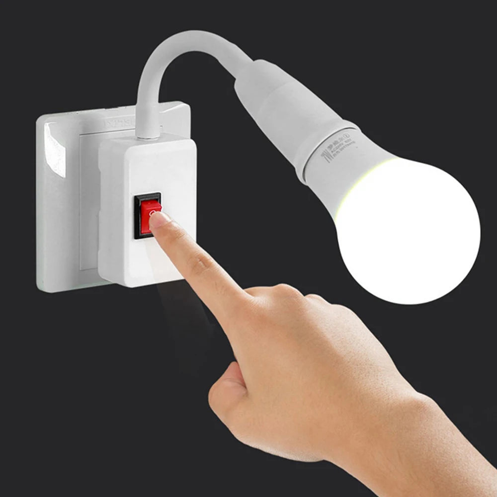 Plug-In E27 Lamp Holder with Switch & Flexible Neck