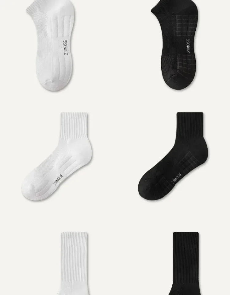 Men's Terry-Cushioned Sports Socks – 3 Heights, 1 or 4 Pairs