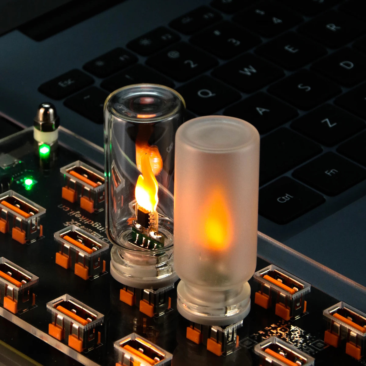 USB Flickering Flame LED Night Light – Clear or Frosted Glass