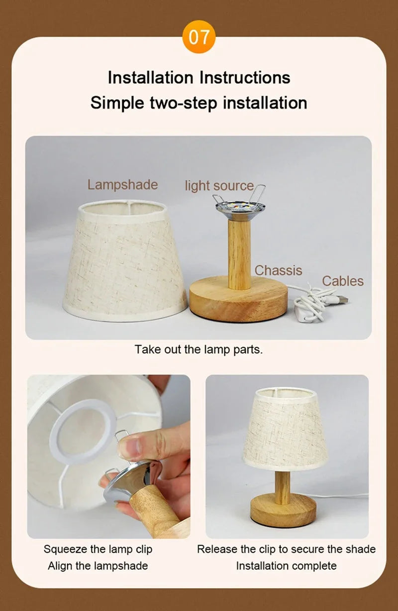 LED Desk Lights Japanese Style Interior Lighting Fixture Living Bedroom Room Bedside Night Desktop Decoration Retro Table Lamp