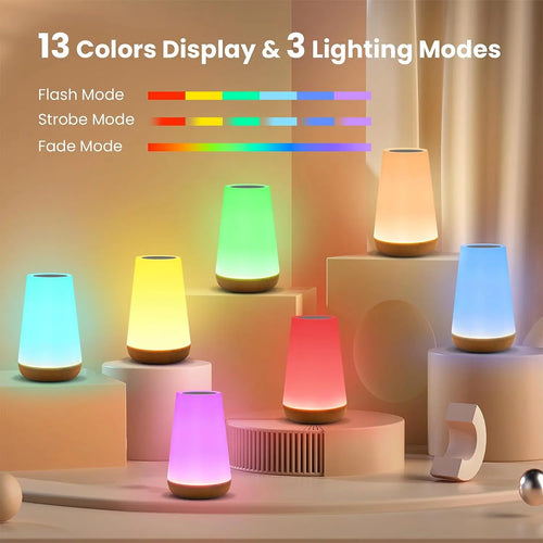 13-Color Rechargeable Night Light with Touch & Remote Control